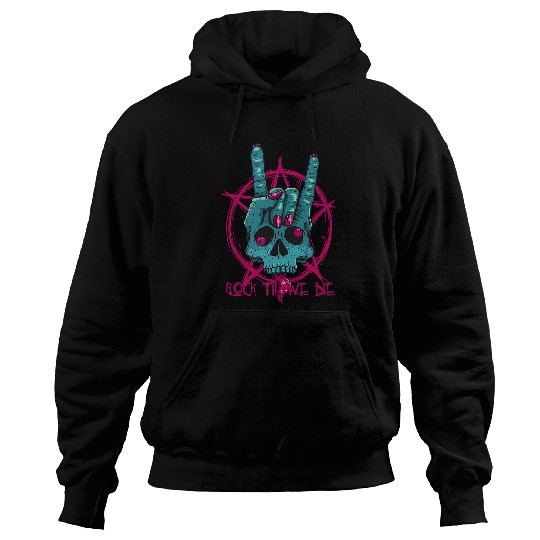 Skeletons Skulls Rock Til We Die Rock On Skeletons Hand Rock and Roll Punk Emo 695 Skull Hoodies