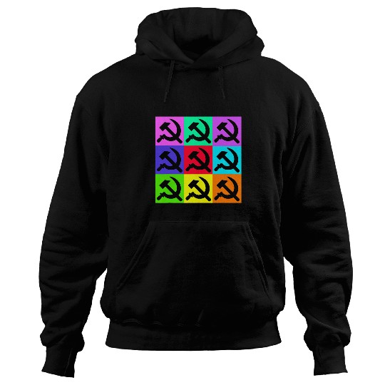Black Hammer and Sickle Communist Colorful Pop Art Hoodies