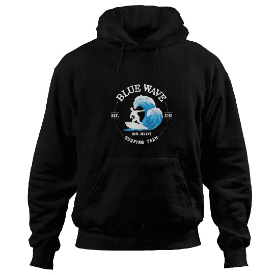 Surf Life New Jersey Blue Wave Surfing Team Surf Hoodies
