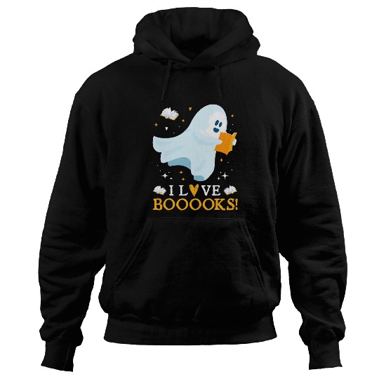 Reading Book I Love Booooks Cute ghosts Reading Books Halloween Teacher Reader Hoodies