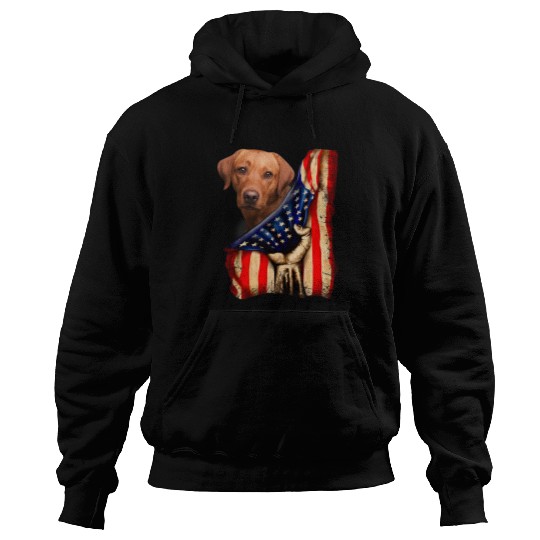 Labrador Lab Dog Foxred Labrador Retriever US Flag Fox Red Labrador Dog Lover Hoodies