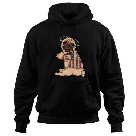 Pug Lover I Love uncle Tattoo American Flag Fathers Day Pugs Dog Hoodies