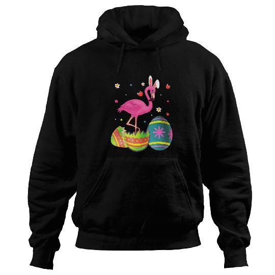 Pink Flamingo Easter Egg Bunny Happy Easter Day wild bird Flamingos Hoodies