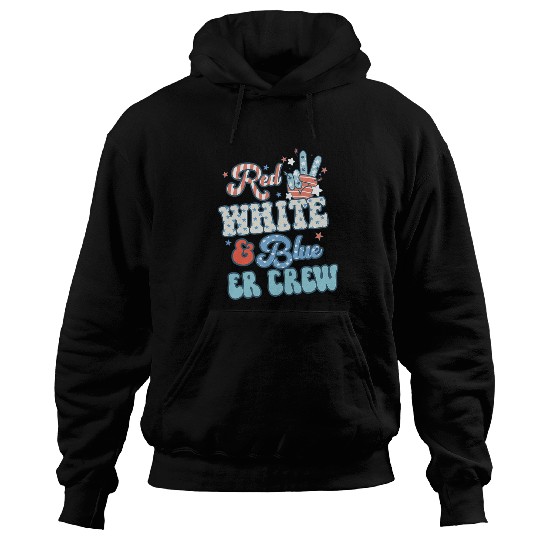 Retro Red White And Blue ER Crew nurses 4th Of July Women Men Hoodies