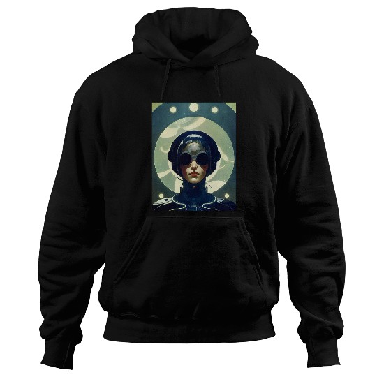 Retro Sci Fi Female Cyborg Robot vintages Space Pilot Hoodies