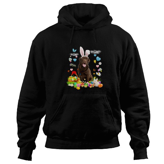 Happy Easter Cute Bunny Dog Chocolate Lab Eggs Basket Funny Hoodies