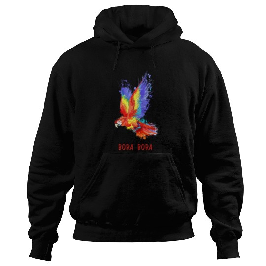 Beautiful Macaw Flying Bird Bora Bora Beach Vacation Hoodies