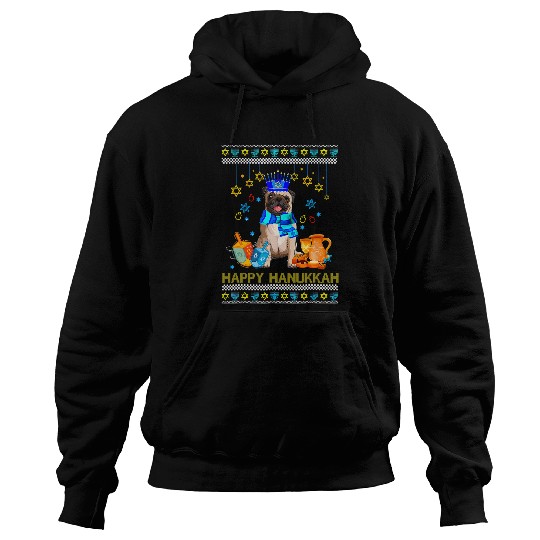 Pug Lover Ugly Hanukkah Sweater Jewish Menorah 279 Pugs Dog Hoodies