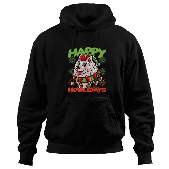 Happy Howlidays Japanese Spitz Elf Dog Merry Christmas Dogs 63 Hoodies