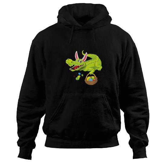 Aligator with Bunny Ears Easter Egg Basket Reptile Animal Hoodies