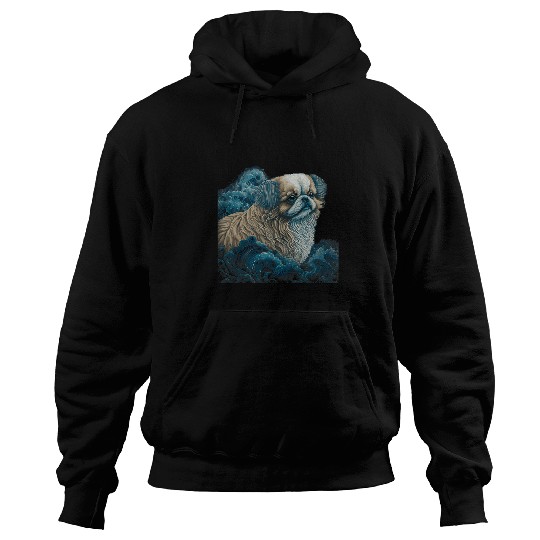 Surrealism Japanese Painting Tibetan Spaniel dog 3 Hoodies