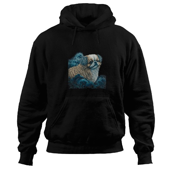Surrealism Japanese Painting Tibetan Spaniel dog 3 Hoodies