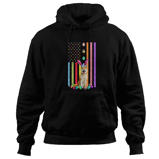 easter day american eggs flag akita dog Hoodies