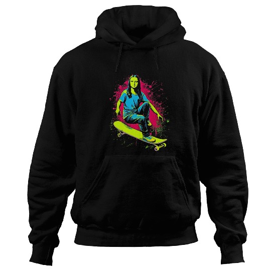 Funny Mona Lisa Skateboarding Cool Retro Y2K EDM 7 Hoodies