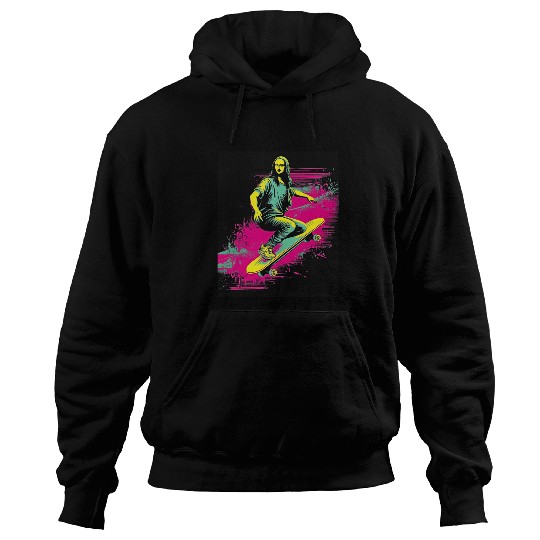 Funny Mona Lisa Skateboarding Cool Retro Y2K EDM 1 Hoodies