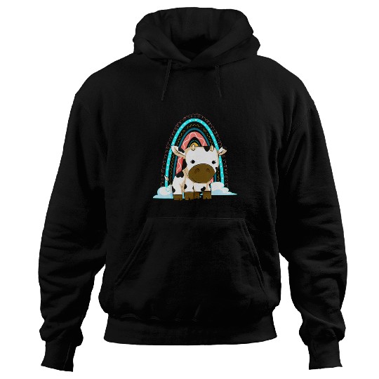 Cow Lover Baby Farm Animal Lover Farmer Cute Rainbow Cow Hoodies