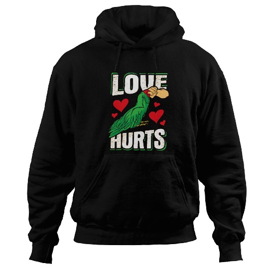 Green Macaw Parrot Love Hurts Design for a Bird owner Hoodies
