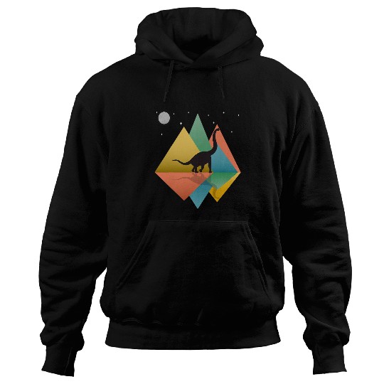 Brontosaurus Dinosaur Mountains Retro Pop Art Hoodies