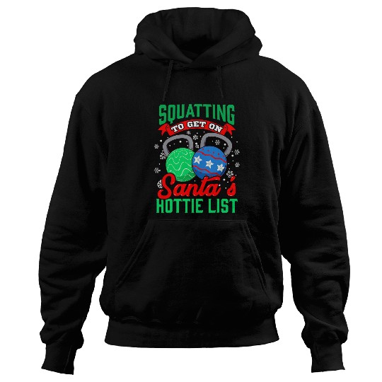Christmas Workout xmass Squat Funny Saying Holiday Fitness Hoodies