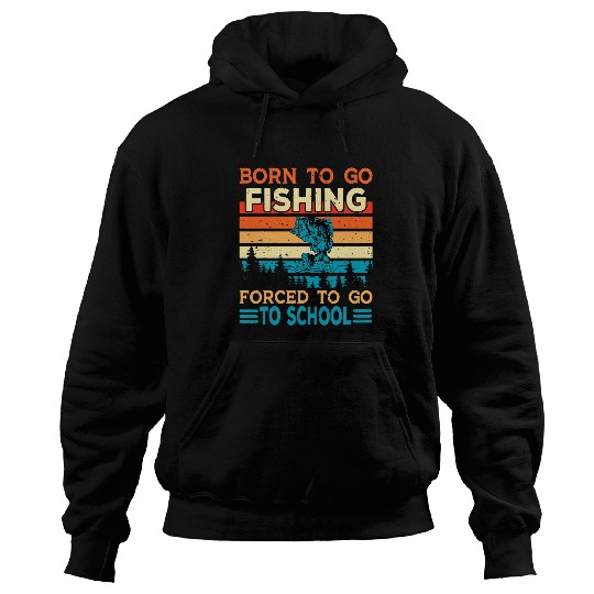 Fishing Funny Born To Go Fishing Bass Fish Fisherman Boys Kids Fisher Hoodies