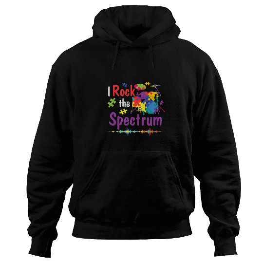 Funny Drummer Autism Awareness I Rock The Spectrum Colorful Drums Hoodies