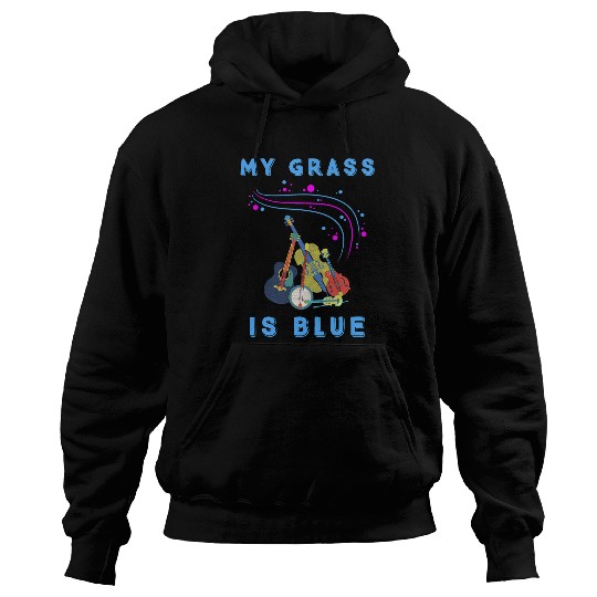 Funny Banjo My Grass Is Blue For Fans of Bluegrass Music Hoodies