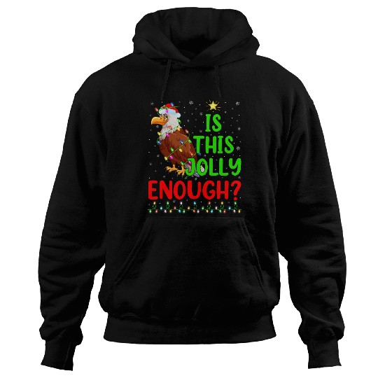 Funny xmass Tree Is This Jolly Enough Bald Eagle Christmas Hoodies
