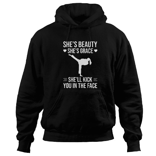 Karate Girl Student Trainer Beauty Grace Strong Women Mom Hoodies
