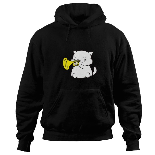 Funny Trumpet Lover Kawaii Cat Playing Trumpet Music Instrument Trumpet Cat 6 Hoodies