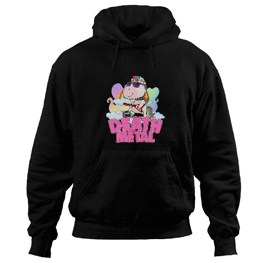 Funny Guitar Unicorns Death Metal Music Lover Guitar Playing Hoodies