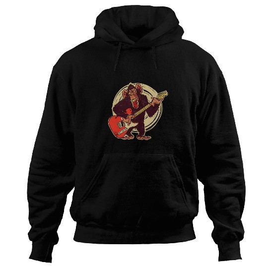 Funny Guitar Lover vintages Chimpanzee Guitar Player Graphic Hoodies