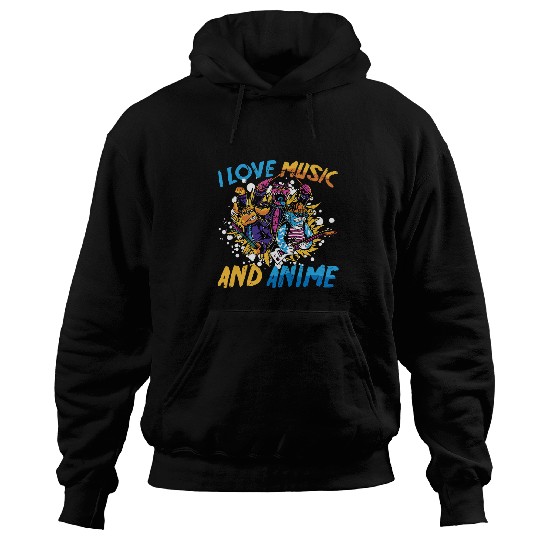 Funny Guitar I Love Music And Anime Kawaii Cat Guitarist Dogs Otaku Guitarist Hoodies