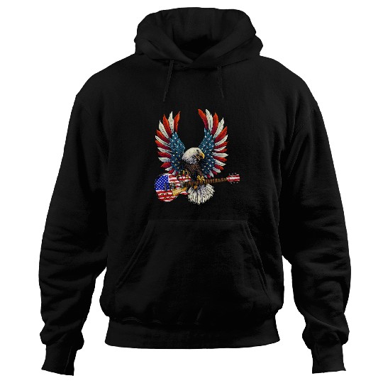 Funny Guitar Lover Eagle Patriotic American Red White And Blue Guitarist Hoodies