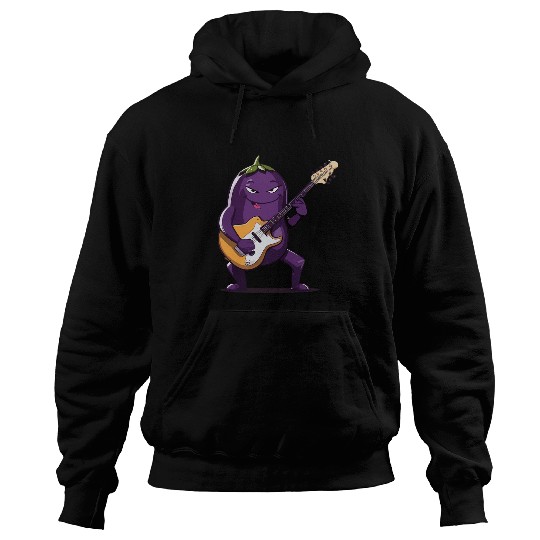 Funny Guitar Eggplant playing Electric Guitar Eggplant Guitarist Hoodies