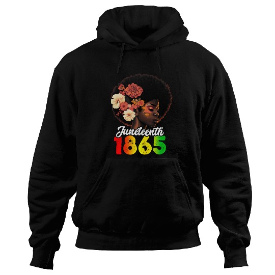 Juneteenth 1865 Black Queen Magic Afro Hair With Flowers Hoodies