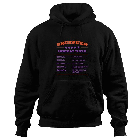 Engineer Hourly Rate Engineering Funny Builder Humor Boss Hoodies