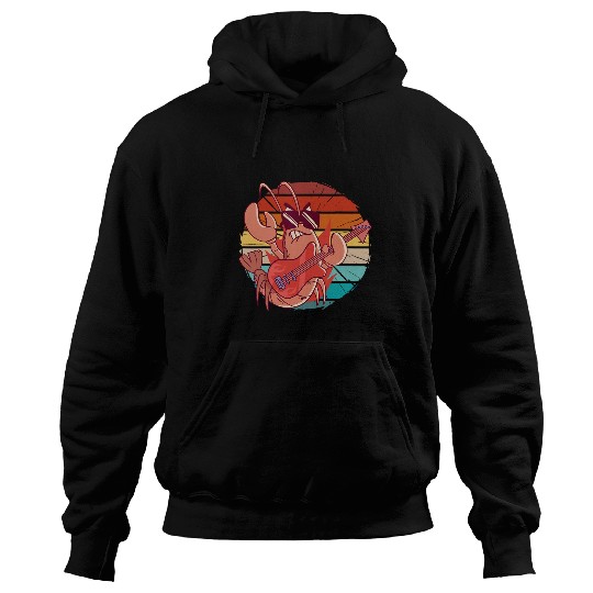 Funny Guitar Lobsters vintages funny rock lobster rocking lobster electric Guitarist Hoodies