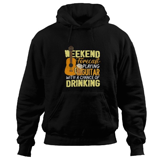 Funny Guitar Beer Weekend Forecast Playing Guitar With Drinking Beer Hoodies