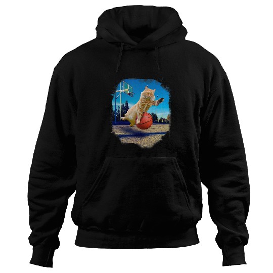 Funny Basketball Maine Coon Cat Playing Hoodies