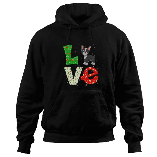 Boston Terrier Pet Santa Hat Christmas Themed Love Boston Terrier xmass Holiday Hoodies