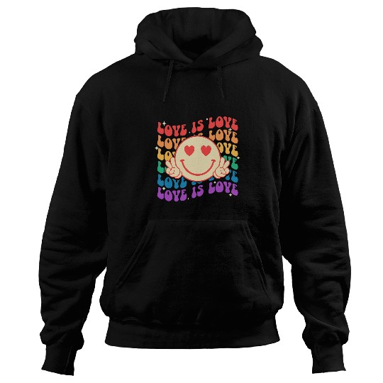 groovy love is love hippie face rainbow lgbt gay ally pride Hoodies