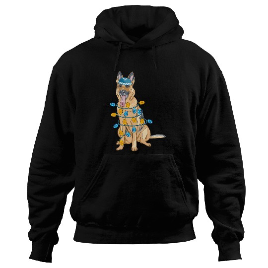 German Shepherd Pet Mens German Shepherd Light Hanukkah Menorah Happy Christmukkah 9 Hoodies