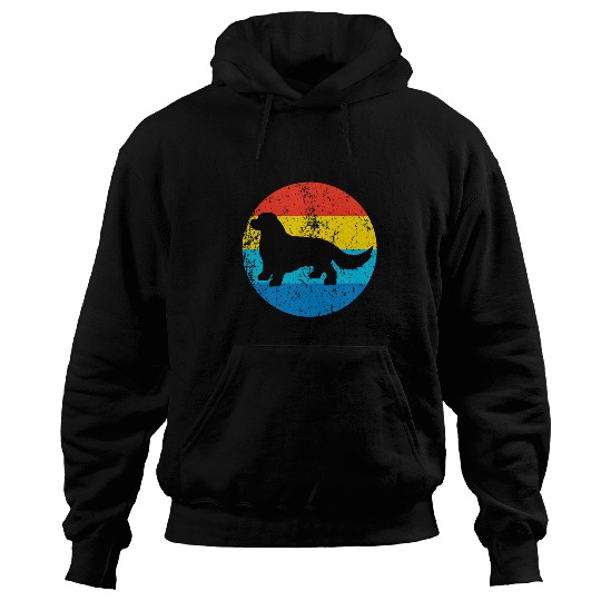 Cavalier King Charles Spaniel Pet Dog Breed Silhouette Retro 1970s Circle Hoodies