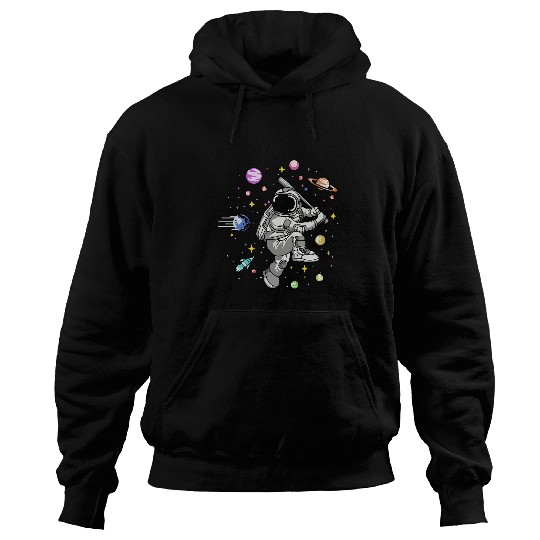 Sport Baseball Spaceman Playing Baseball in Space Galaxy Moon Mars Stars Hoodies