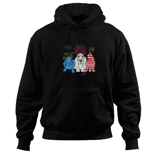 Basset Hound Pet American Flag 4th Of July Independence Day Hoodies