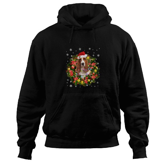 Basset Hound Pet Christmas Wreath Decoration xmass Pajamas Hoodies