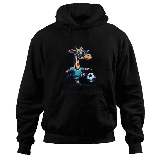 Sport Soccer Funny Giraffe Design Giraffe Playing Soccer Tee Hoodies
