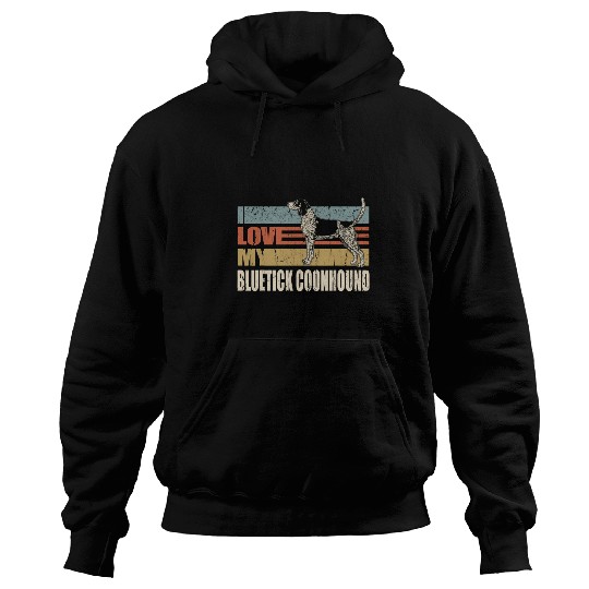 Coonhound Pet I Love My Bluetick Coonhound Cool Dog Vintage Retro Hoodies