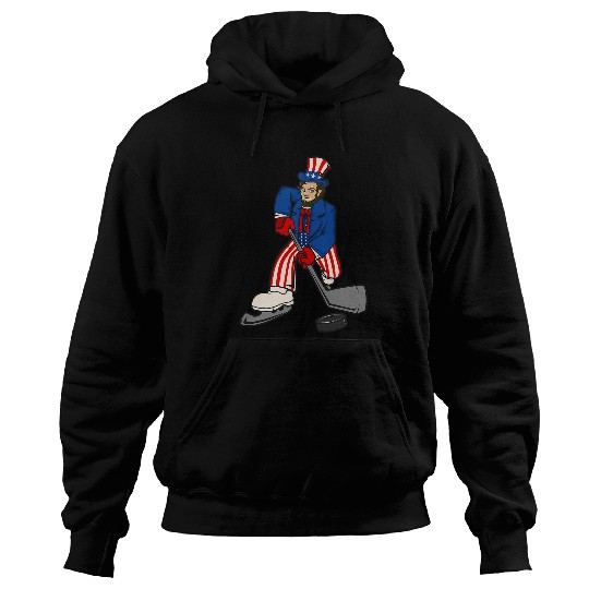 Sport Hockey Abraham Lincoln Playing Hockey Funny 4th of July Hockey 0 Hoodies
