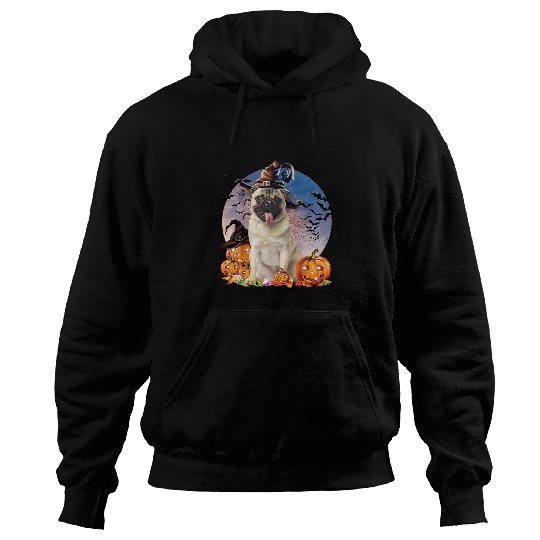 Pug Pet Dog Halloween Pug Jack O Lantern Pumpkin Moon 59 Hoodies